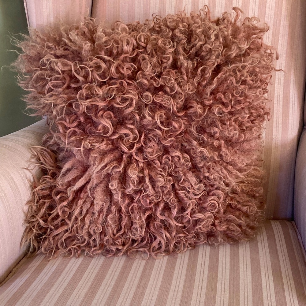 West Elm Mongolian Lamb Wool Pink Grapefruit